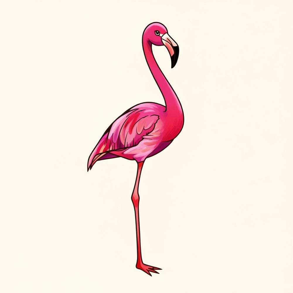 Flamant rose — Gouache