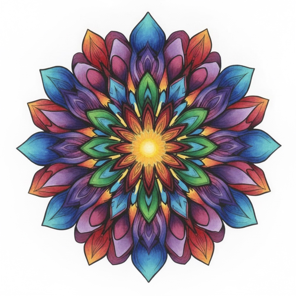 Mandala Fleurs — Gouache