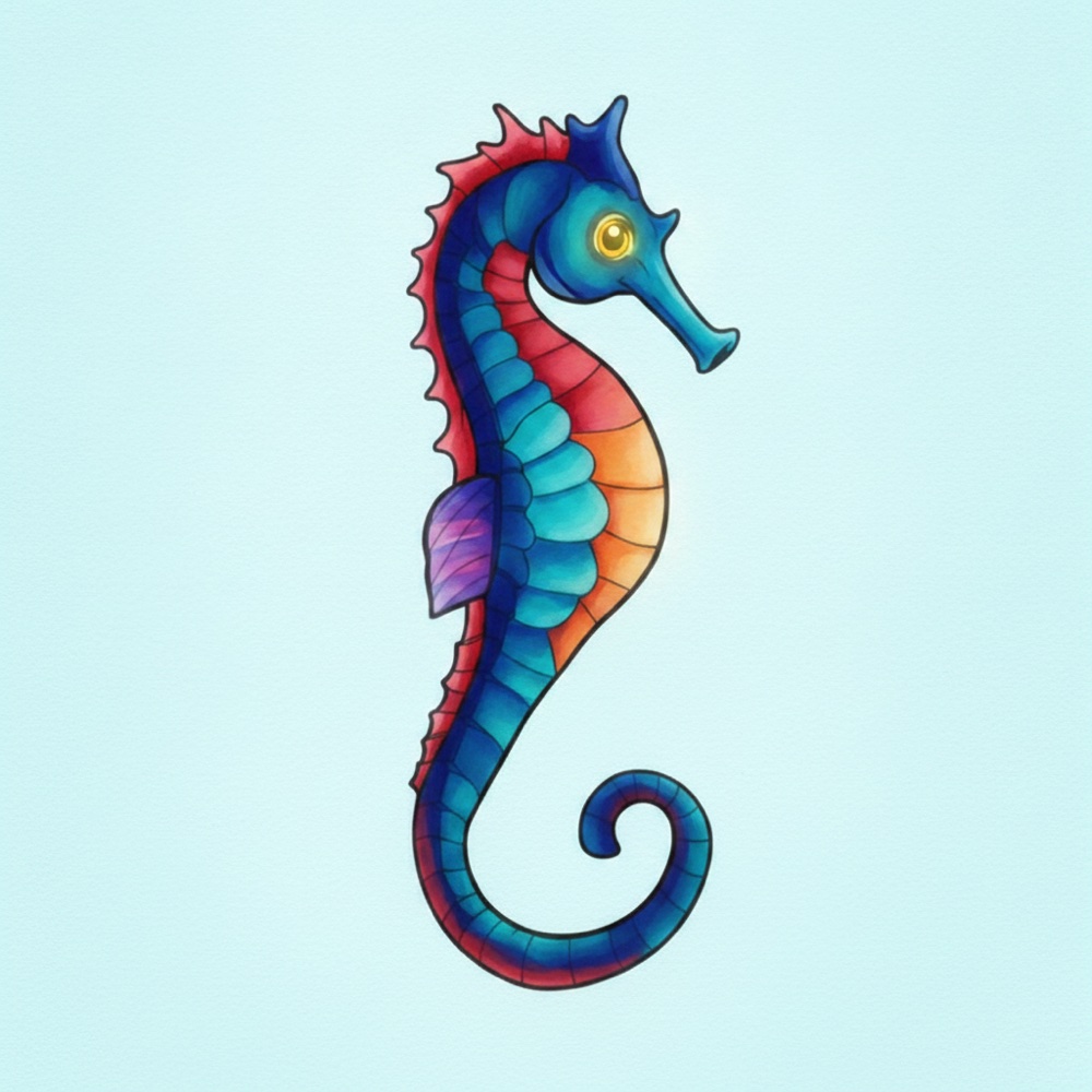 Hippocampe — Gouache