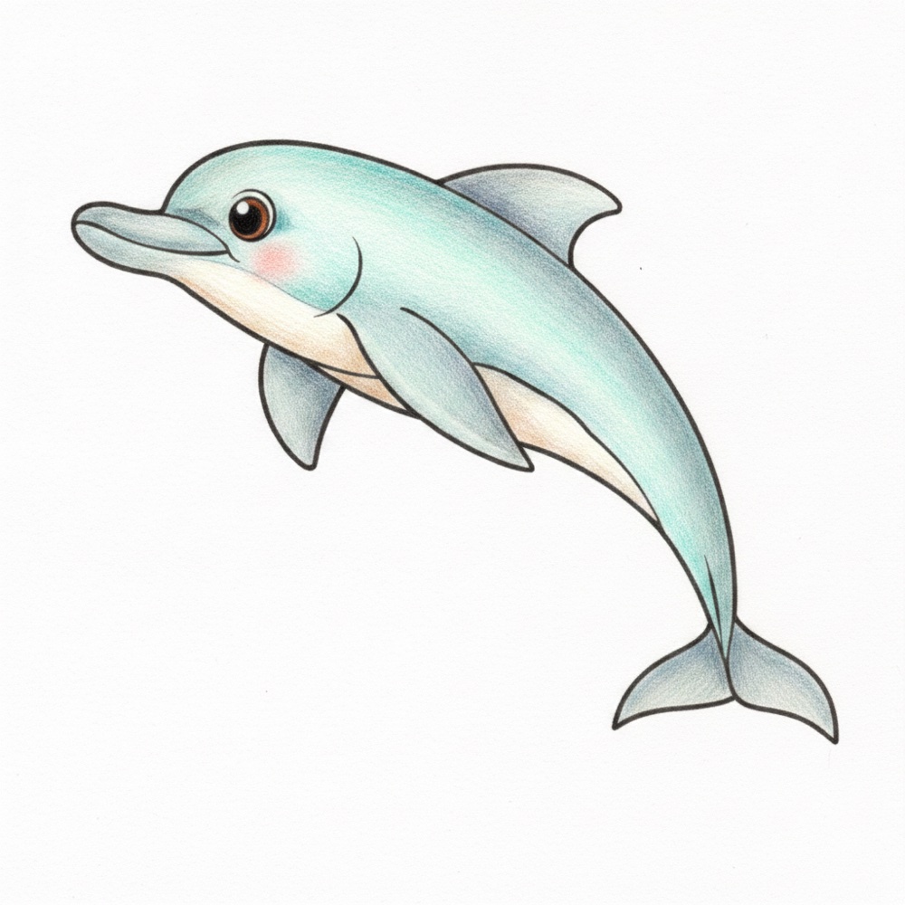 Dauphin — Crayon de couleur