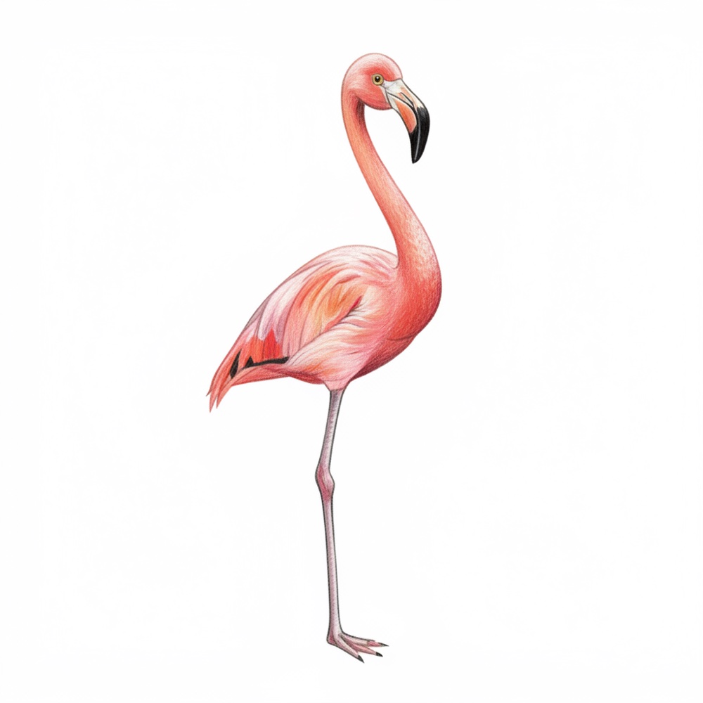 Flamant rose — Crayon de couleur