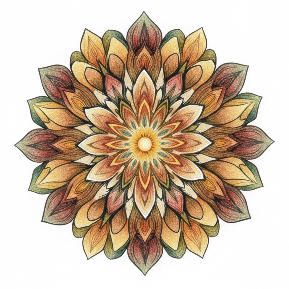 Mandala Fleurs — Crayon de couleur