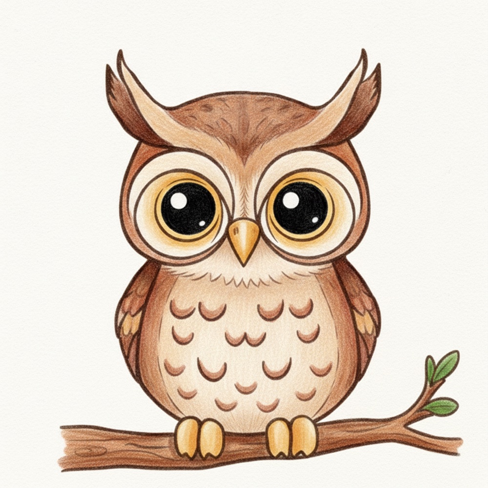 Hibou — Crayon de couleur