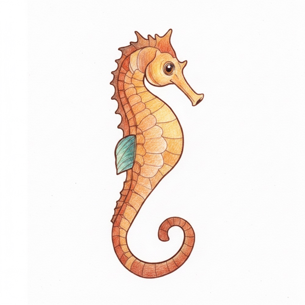 Hippocampe — Crayon de couleur