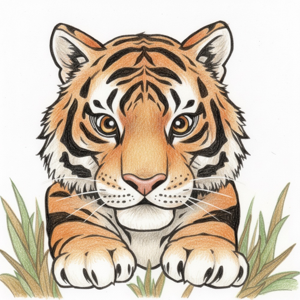 Tigre — Crayon de couleur