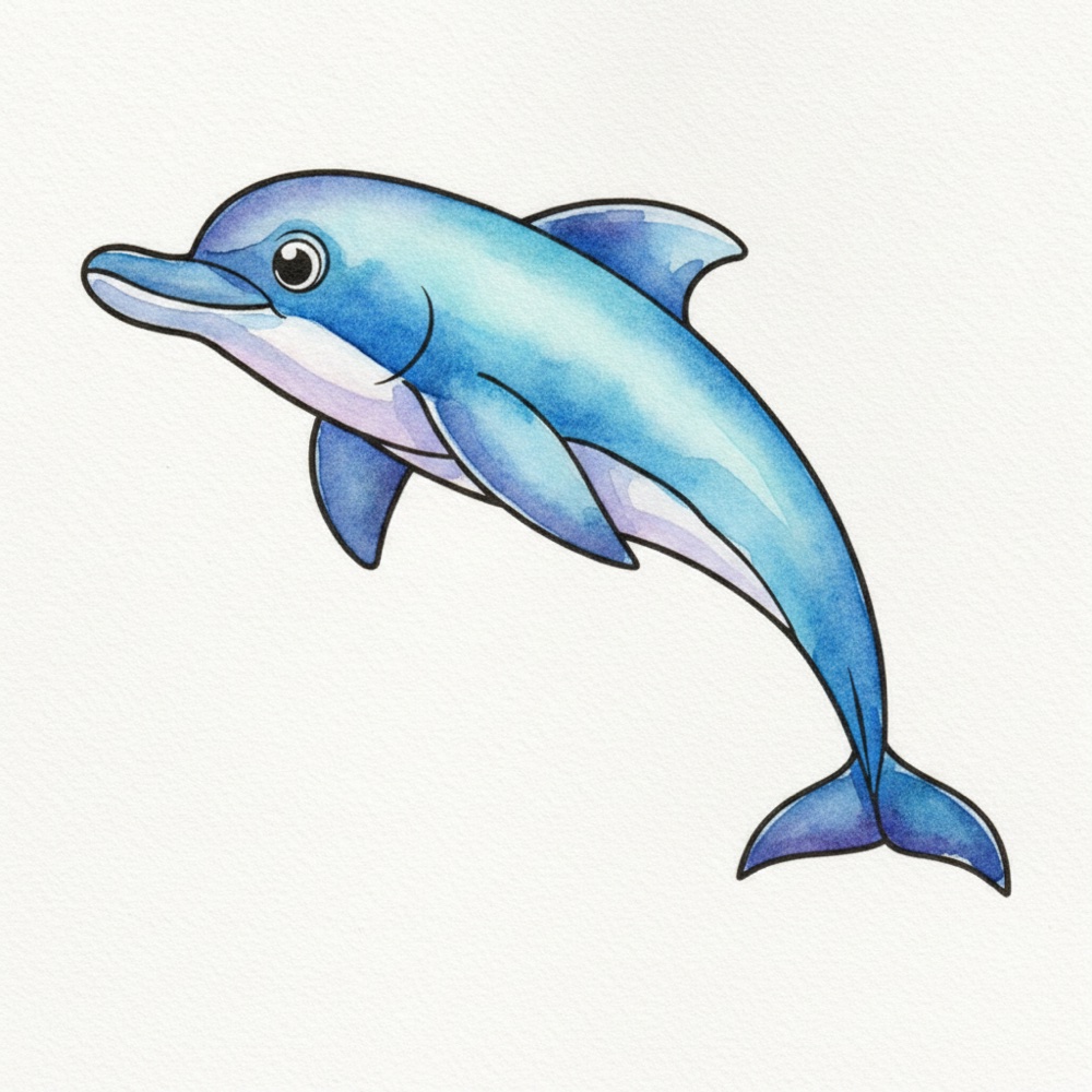 Dauphin — Aquarelle