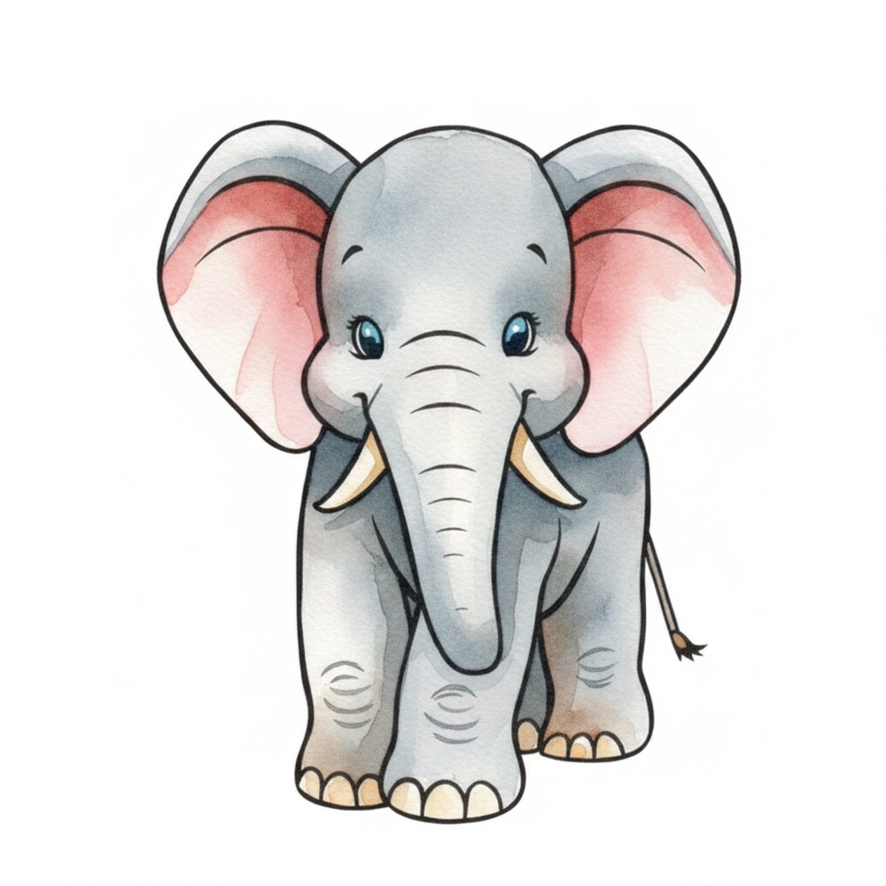 Éléphant — Aquarelle