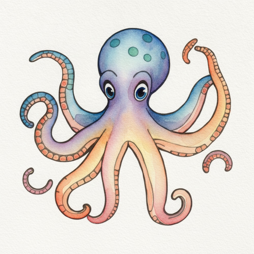 Pieuvre — Aquarelle