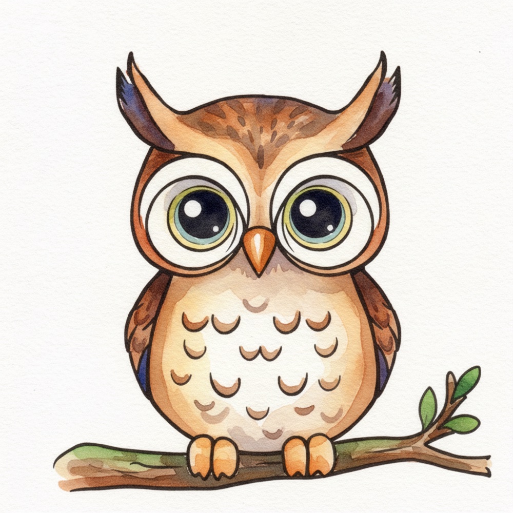 Hibou — Aquarelle