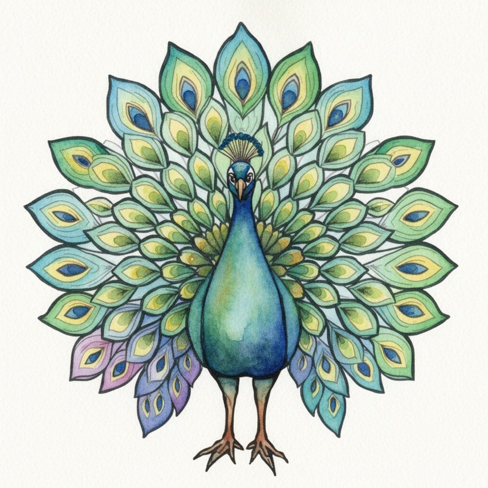 Paon — Aquarelle