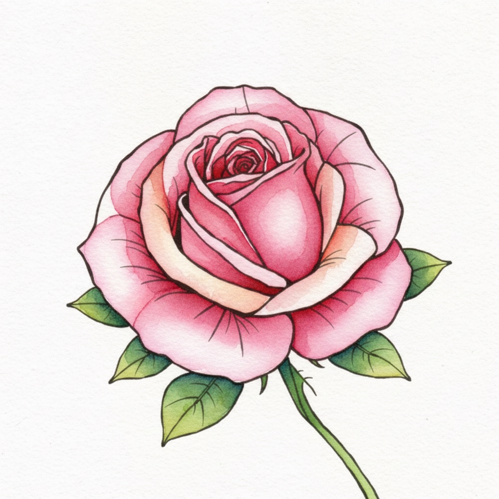 Rose — Aquarelle