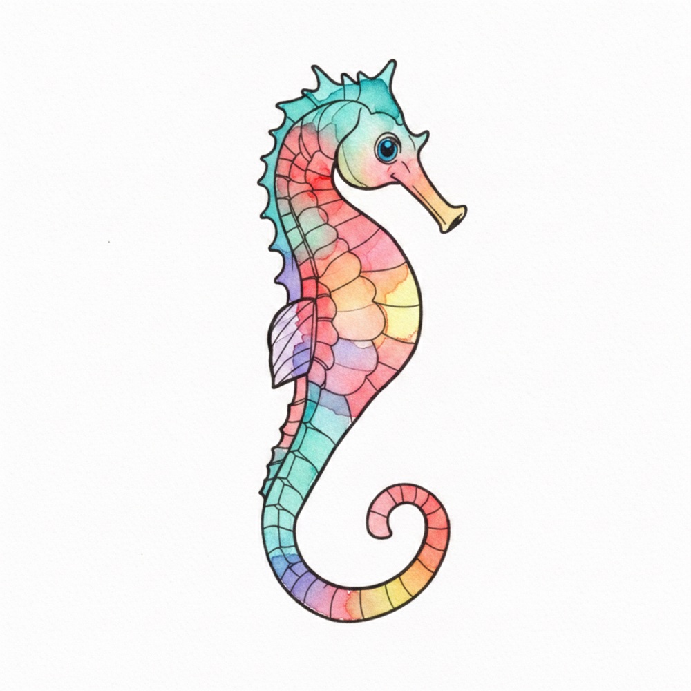 Hippocampe — Aquarelle