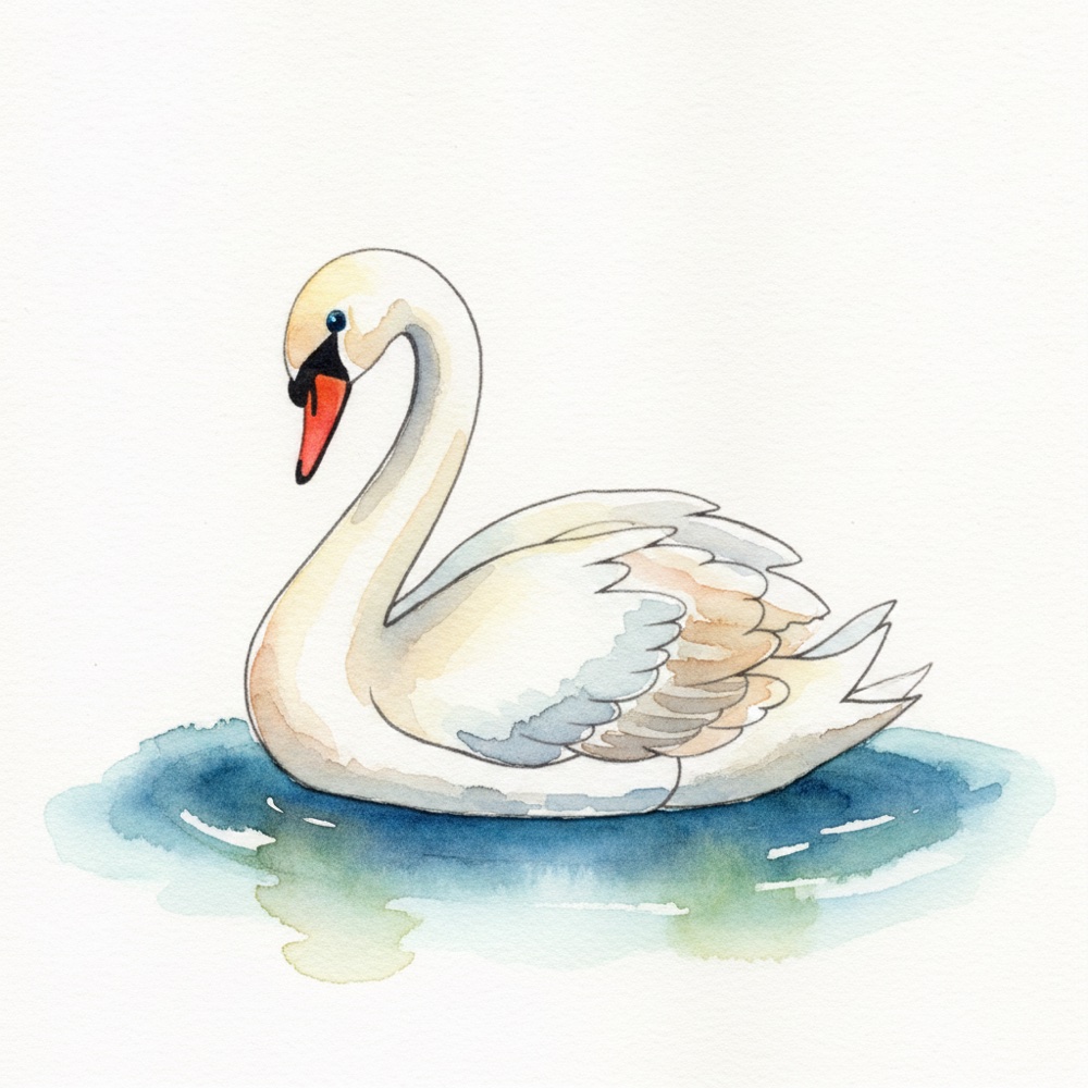 Cygne — Aquarelle