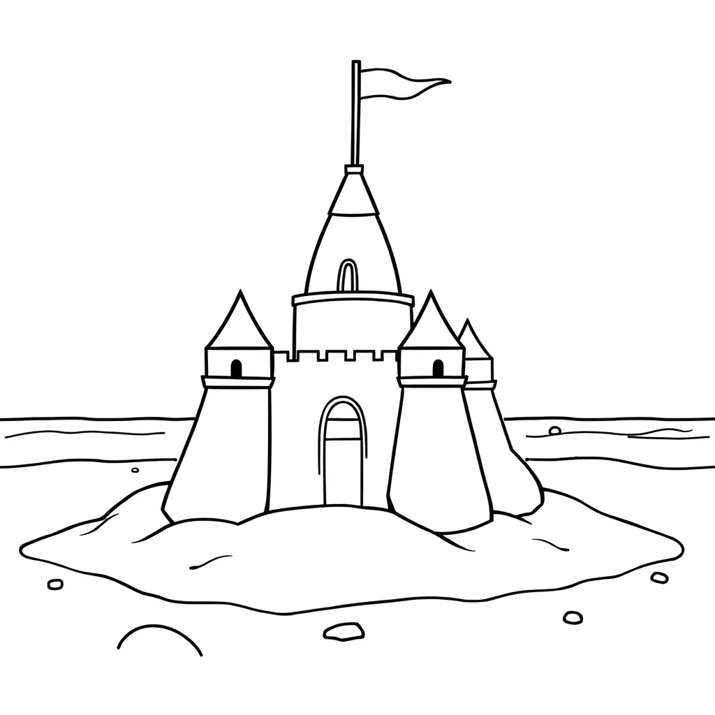 Castillo de arena Dibujo para colorear