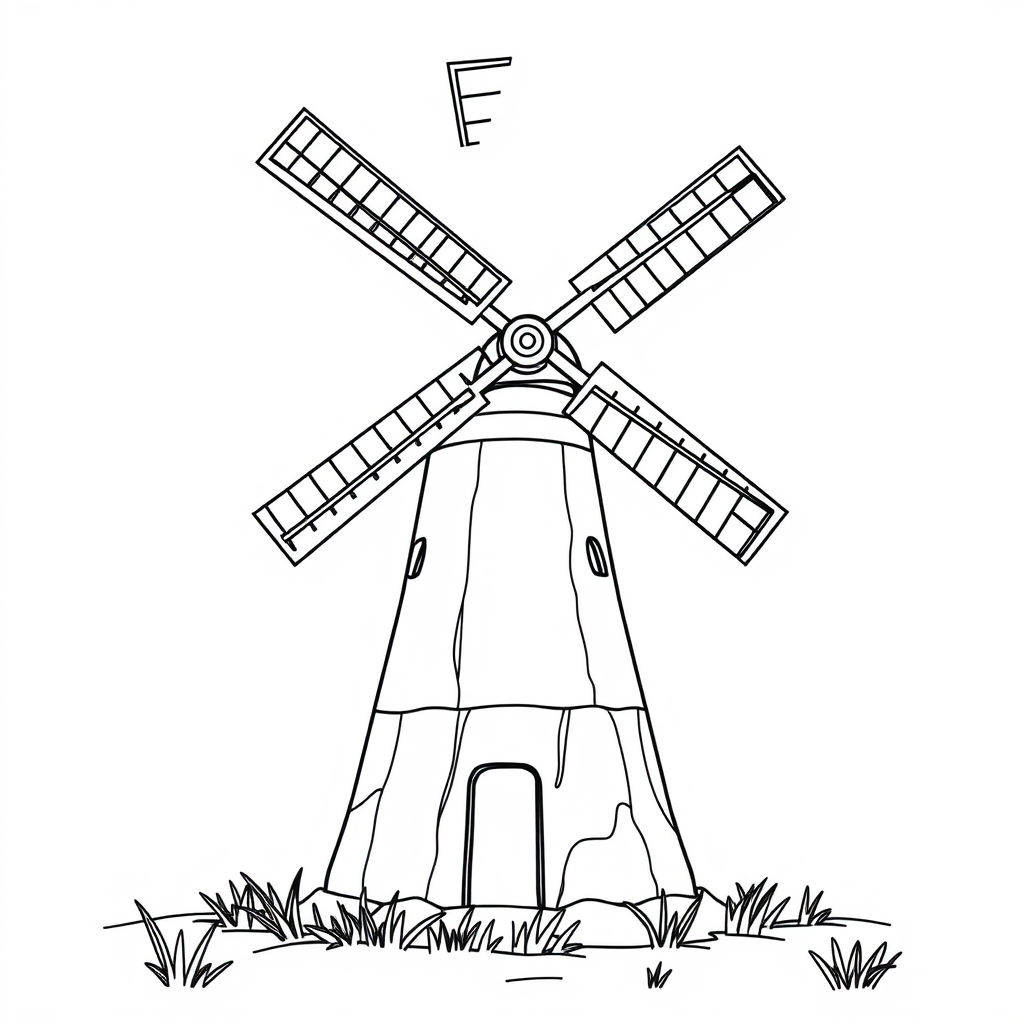 Molino de viento Dibujo para colorear