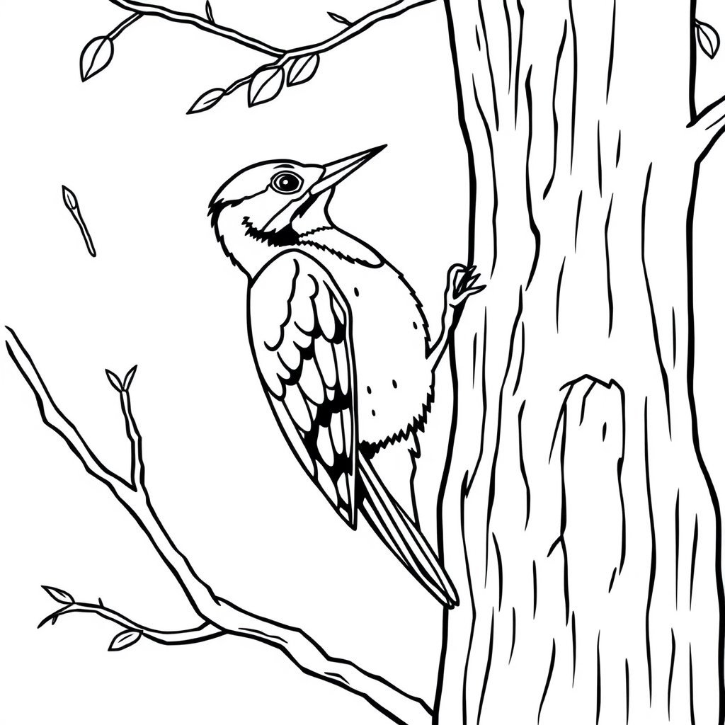 Pájaro carpintero Dibujo para colorear
